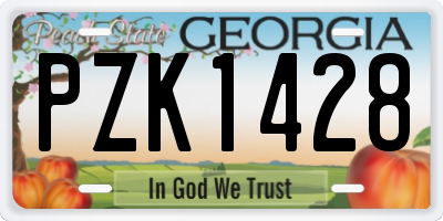 GA license plate PZK1428