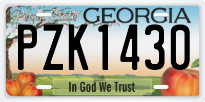 GA license plate PZK1430