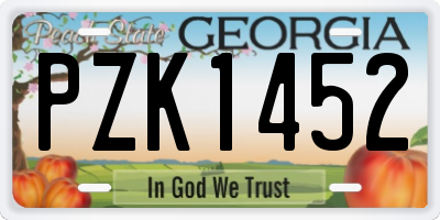 GA license plate PZK1452