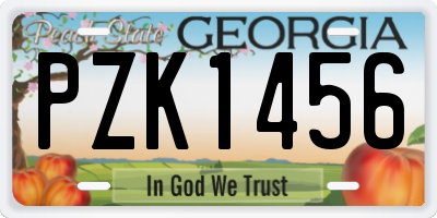 GA license plate PZK1456
