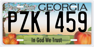 GA license plate PZK1459