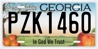 GA license plate PZK1460