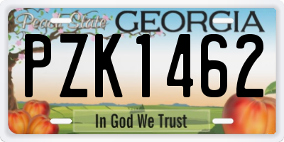 GA license plate PZK1462