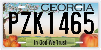 GA license plate PZK1465