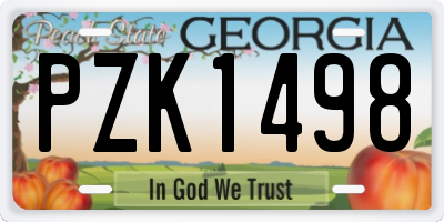 GA license plate PZK1498