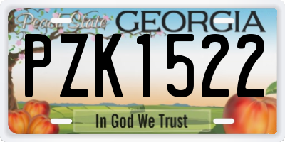 GA license plate PZK1522