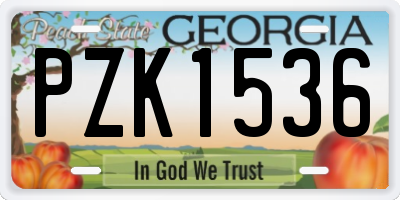 GA license plate PZK1536