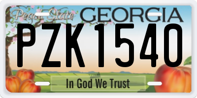 GA license plate PZK1540