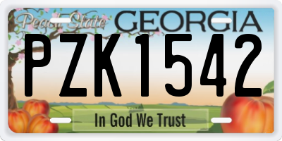 GA license plate PZK1542