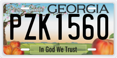 GA license plate PZK1560