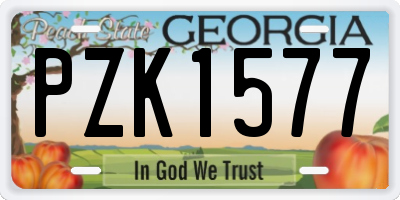 GA license plate PZK1577