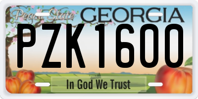 GA license plate PZK1600