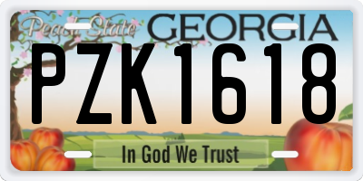 GA license plate PZK1618