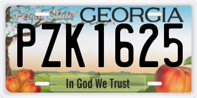 GA license plate PZK1625