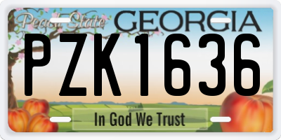 GA license plate PZK1636