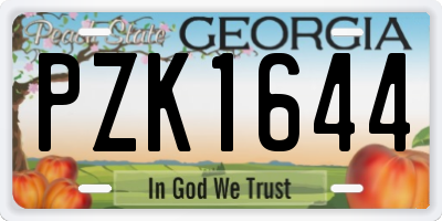 GA license plate PZK1644