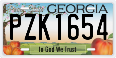GA license plate PZK1654