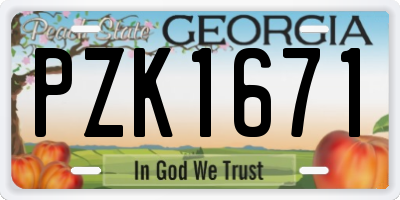 GA license plate PZK1671