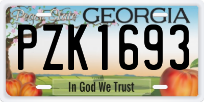 GA license plate PZK1693