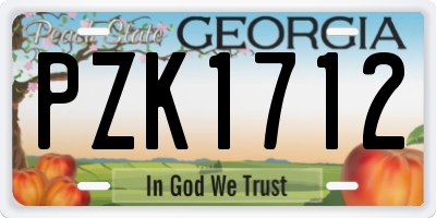 GA license plate PZK1712
