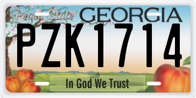 GA license plate PZK1714