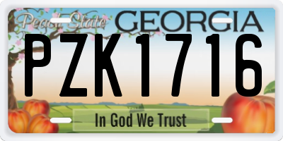 GA license plate PZK1716