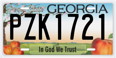 GA license plate PZK1721