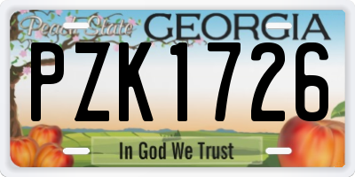 GA license plate PZK1726