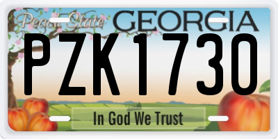 GA license plate PZK1730
