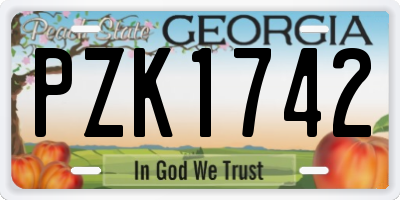 GA license plate PZK1742