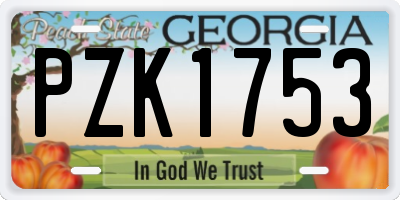 GA license plate PZK1753