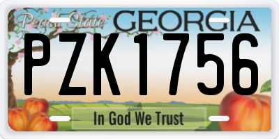 GA license plate PZK1756