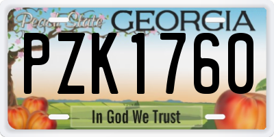 GA license plate PZK1760