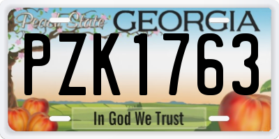 GA license plate PZK1763