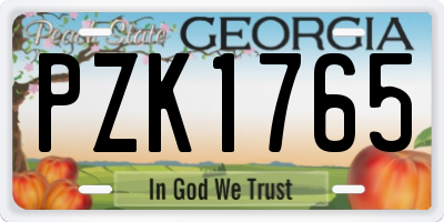 GA license plate PZK1765