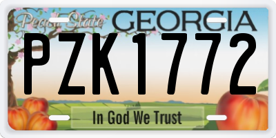 GA license plate PZK1772
