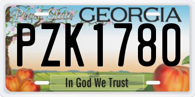 GA license plate PZK1780