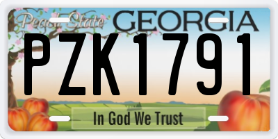 GA license plate PZK1791