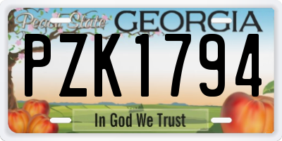 GA license plate PZK1794