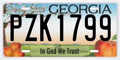 GA license plate PZK1799