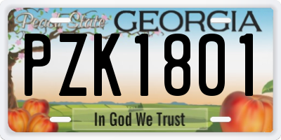 GA license plate PZK1801