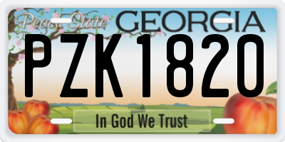 GA license plate PZK1820
