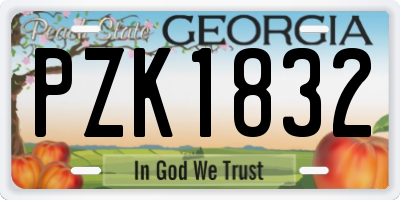 GA license plate PZK1832