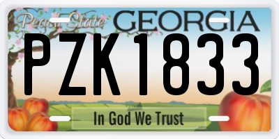 GA license plate PZK1833