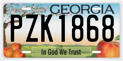 GA license plate PZK1868