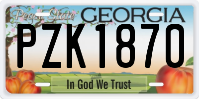 GA license plate PZK1870