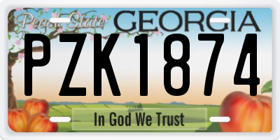GA license plate PZK1874