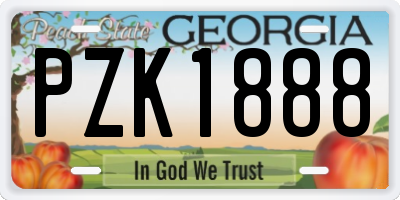 GA license plate PZK1888