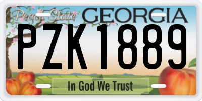GA license plate PZK1889