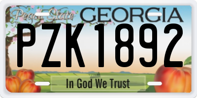 GA license plate PZK1892